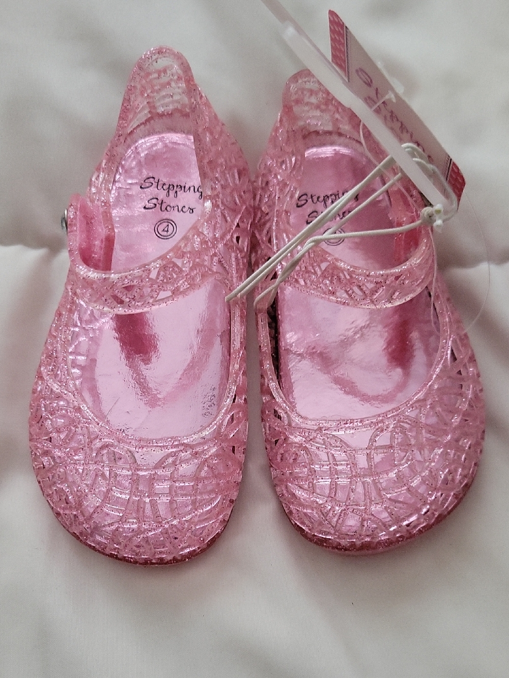 Stepping Stones Pink Glitter Jelly Mary Jane Sandals for Kids